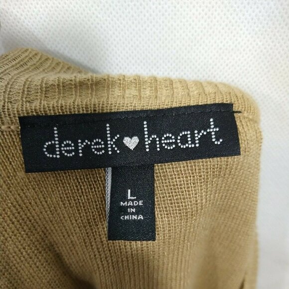 Derek Heart Sweater Knit Top Layered Sleeve Women Size L Brown 3/4 Sleeve - Picture 5 of 7